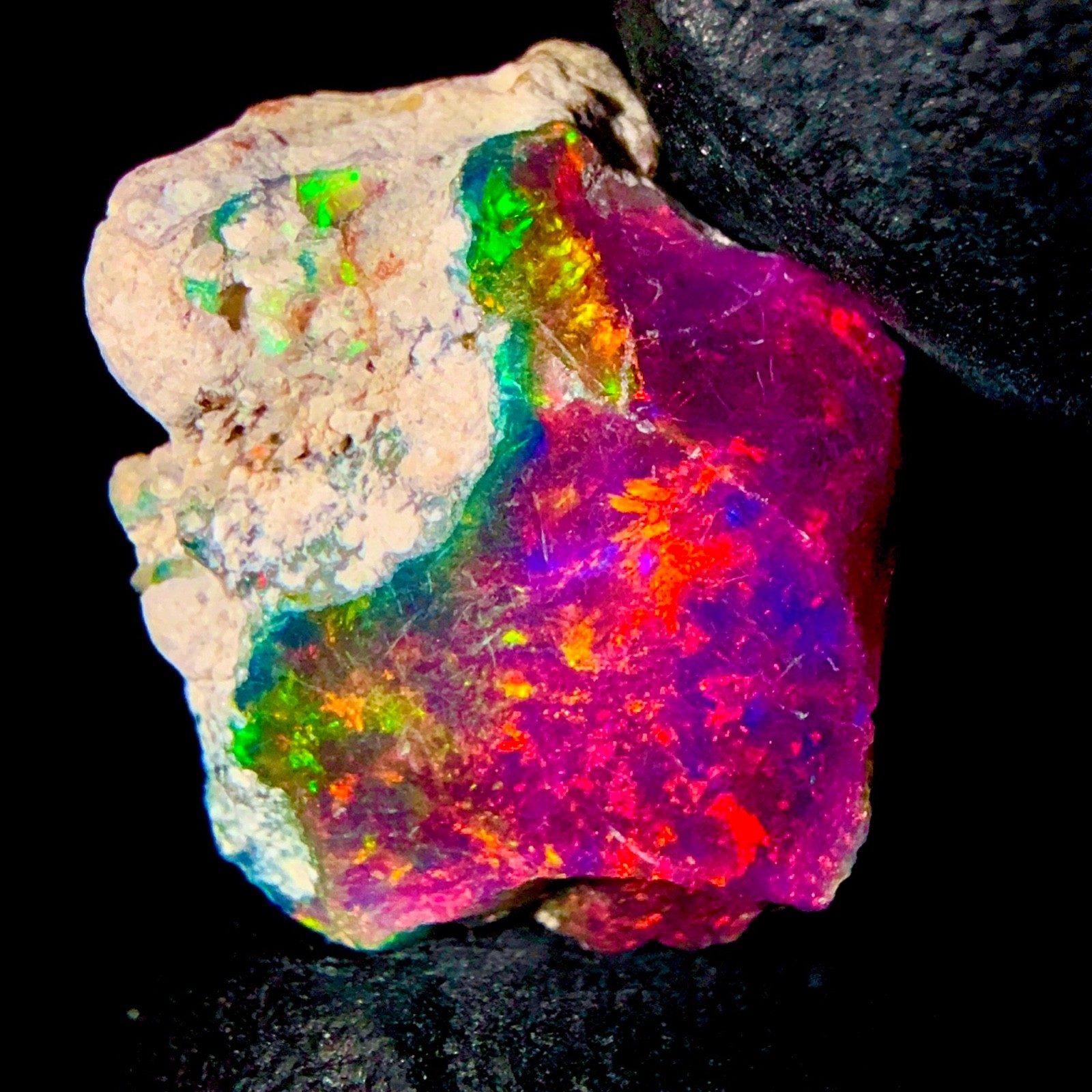 10 Ct Black Ethiopian Opal Rough, Jewelry Grade Welo Opal Rough, Multi Fire Opal