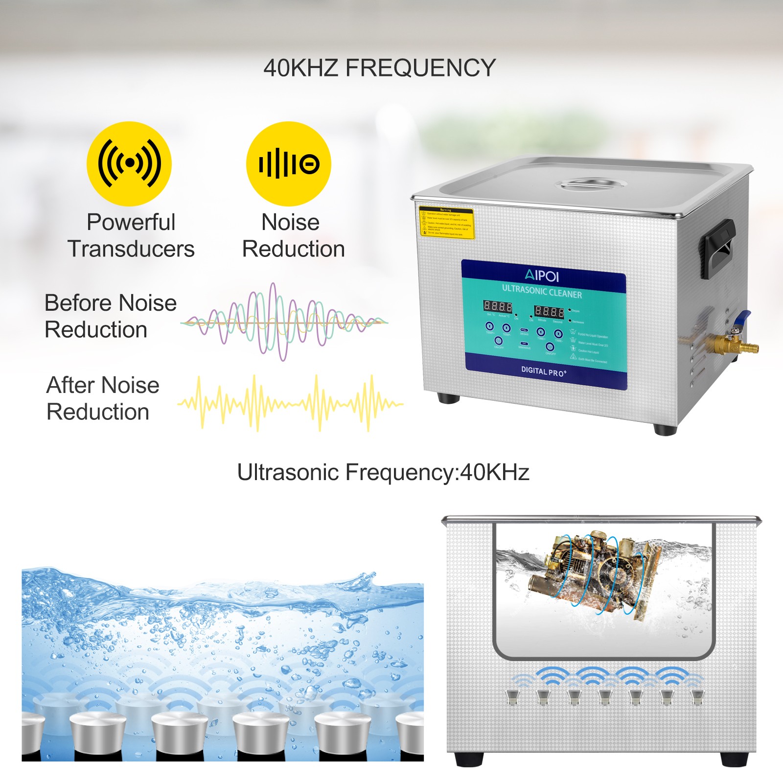 15L Ultrasonic Cleaner Heater Timer Basket Digital Sonic Heating Machine