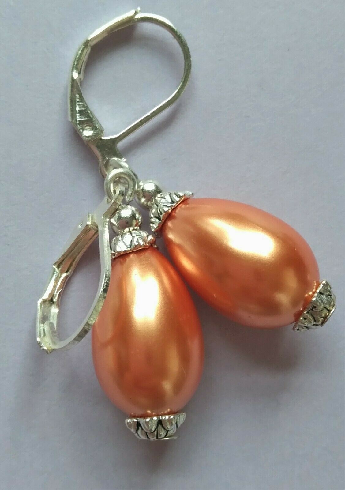 GLASS PEARL TEAR DROPS Lever back handcrafted YOU CHOOSE xx
