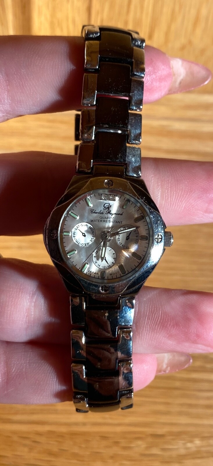 Charles Raymond Women’s Watch Stainless Steel 1″ Face Japan Movement Day, Month