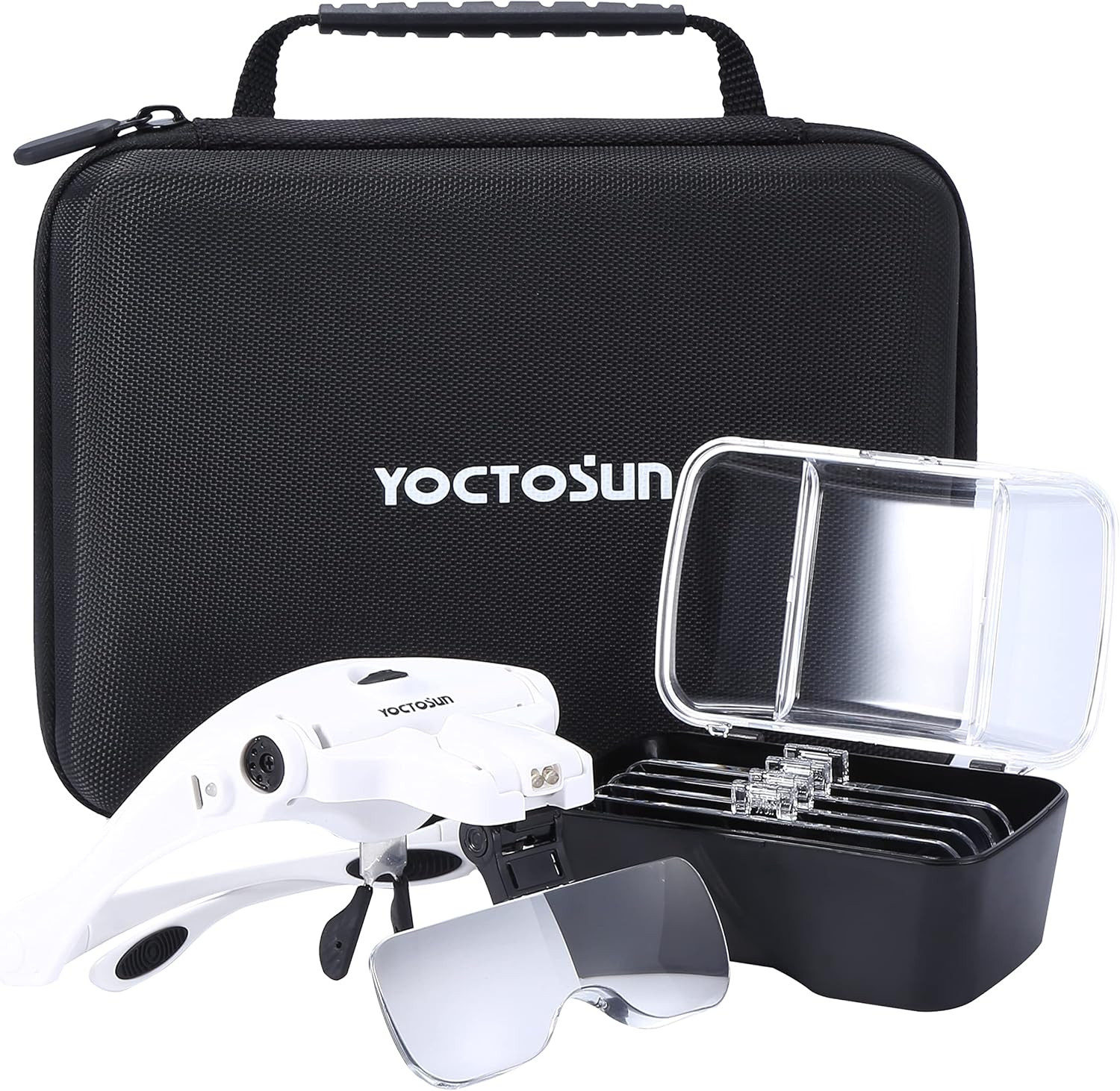 Magnifying Glasses with Light, Head Mount Magnifier with 5 Lenses, Headband, Sto