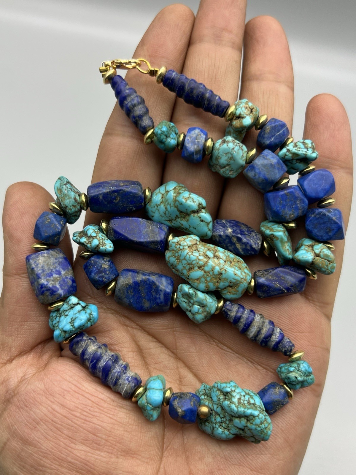 Turquoise Lapis Lazuli’s Mix Beads Strings Male Vintage Beads Vintage Jewellery