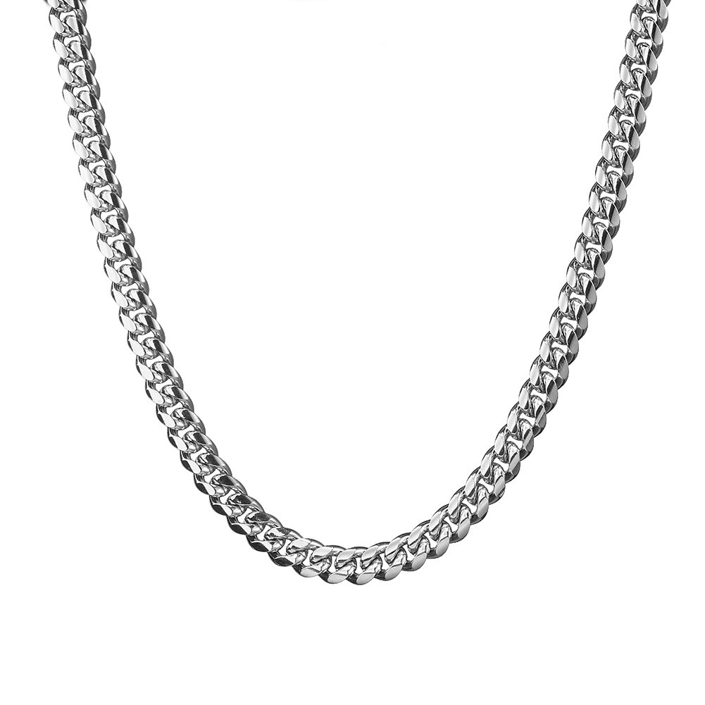 6-22mm Mens Hip Hop Stainless Steel Miami Cuban Link Chain Necklace Silver Color