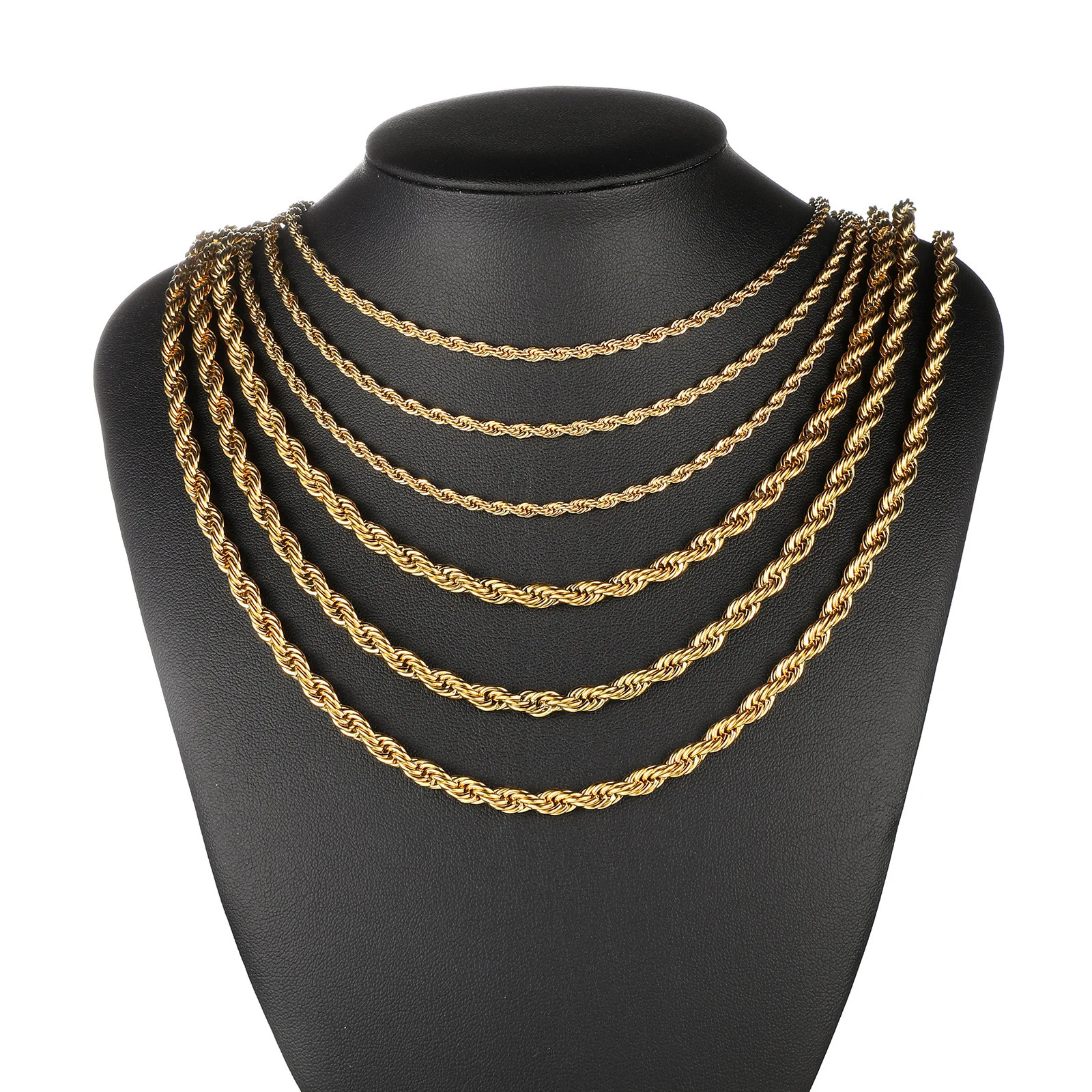 2/3/4/5/6 MM Rope Chain Necklaces For Men Women Twisted Sigapore Links Choker Ba