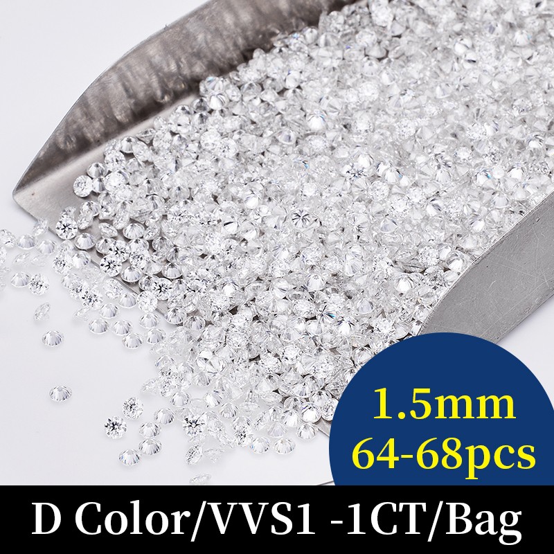 US Wholesale Price 1CT 0.8-2.9mm Round D Color VVS1 Loose Moissanite Stones Lot