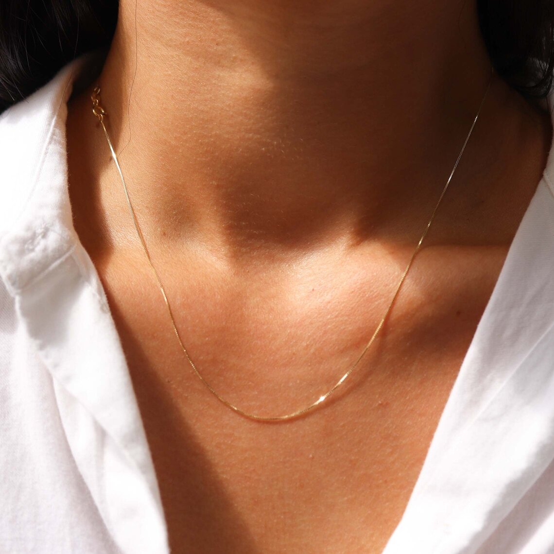 10K Solid Gold Box Chain 0.6mm 16” 18” 20” 22” 24′ 26” 28” 30”