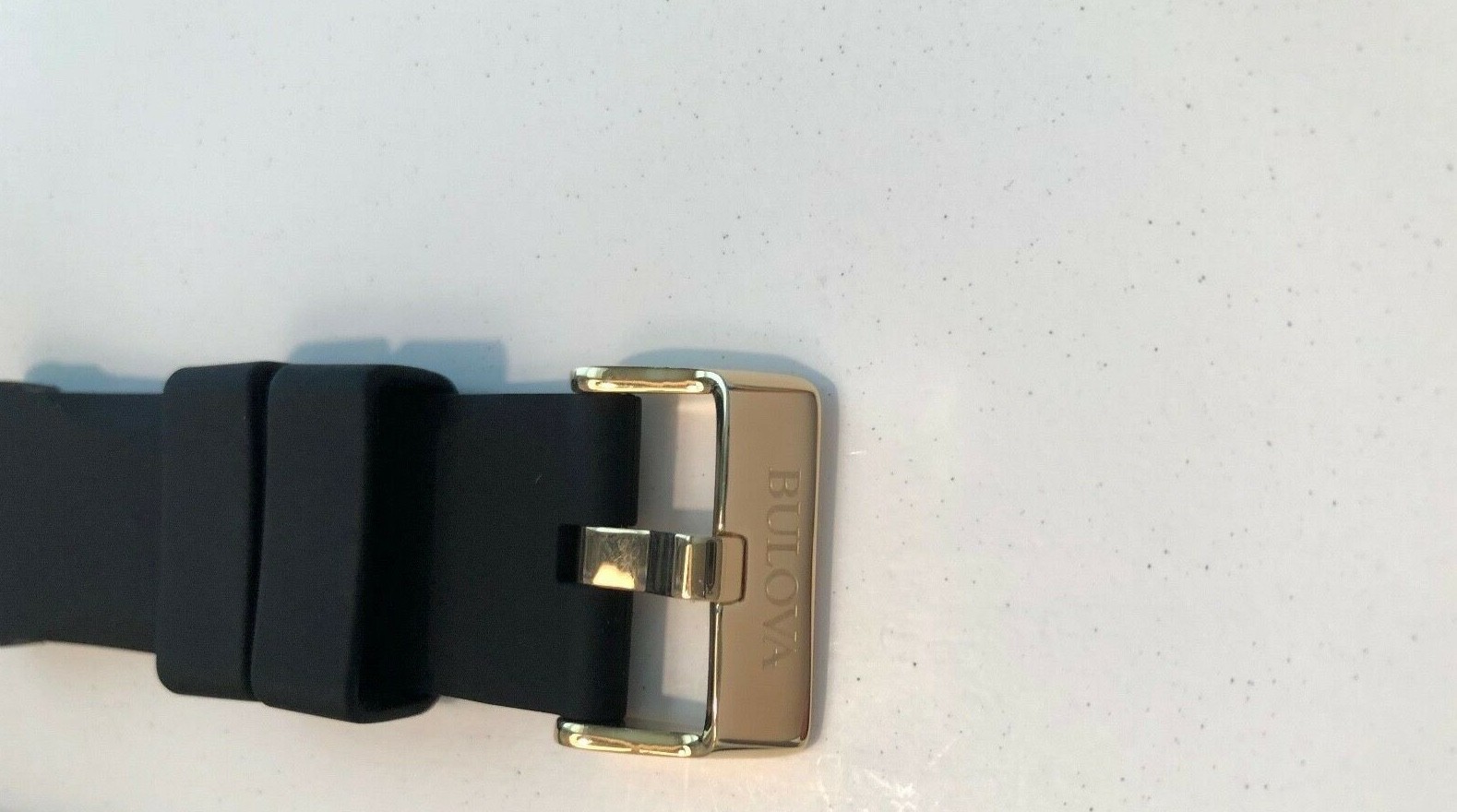 Original Bulova 98B278 Black Rubber 24mm Watch Band Strap w/ Yellow Gold Buckle