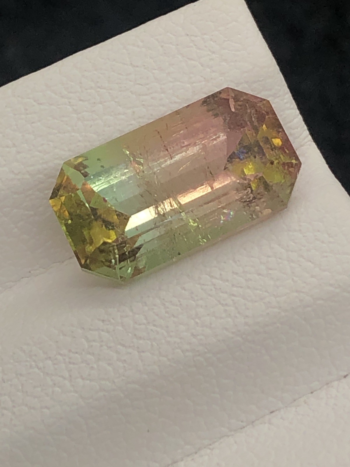 5.65 Ct Natural Bi-Color Tourmaline Emerald Cut Slightly Included Afghanistan