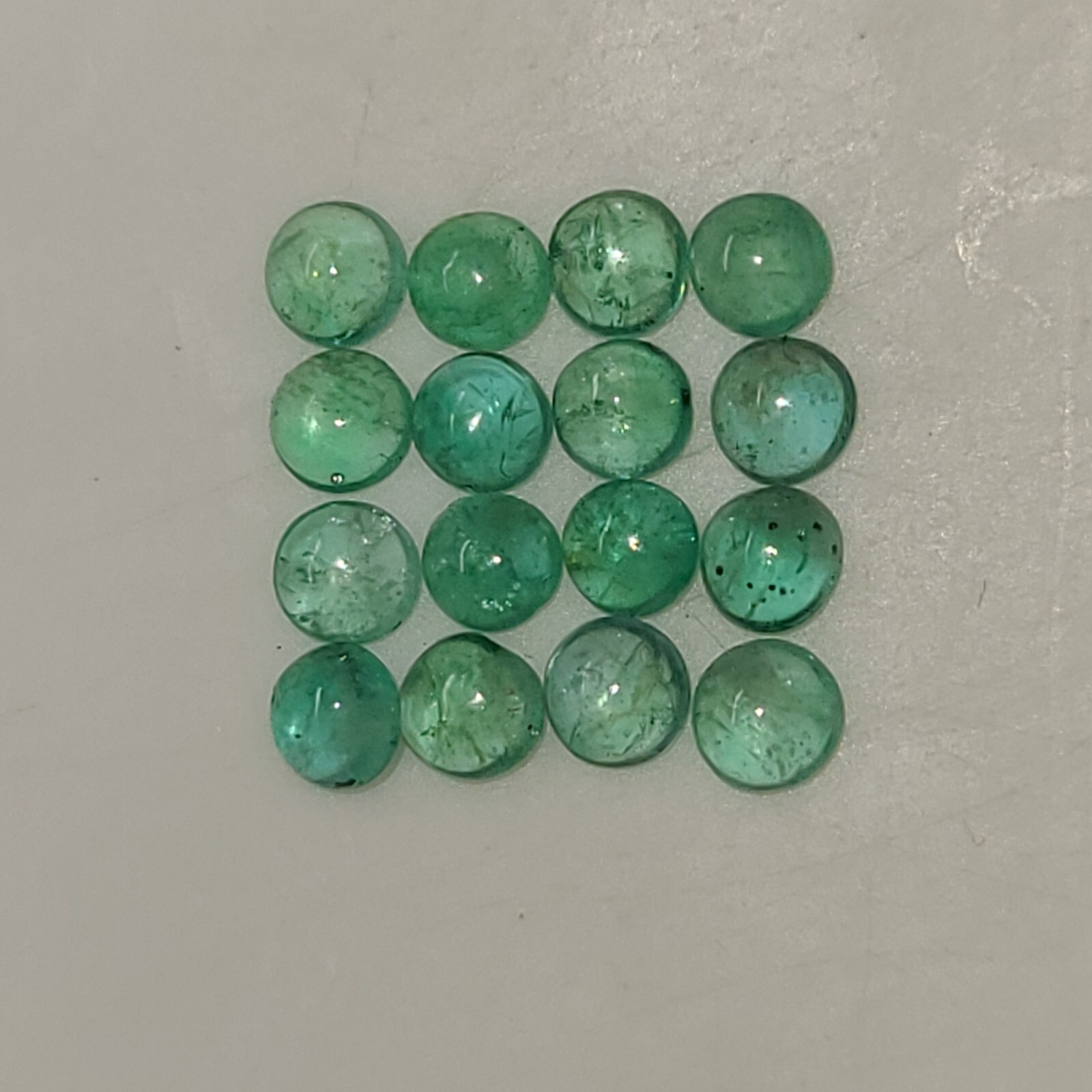 Natural Green Emerald 3mm, 4mm & 6mm Flat Back Round Cabochon Loose Gemstone(s)