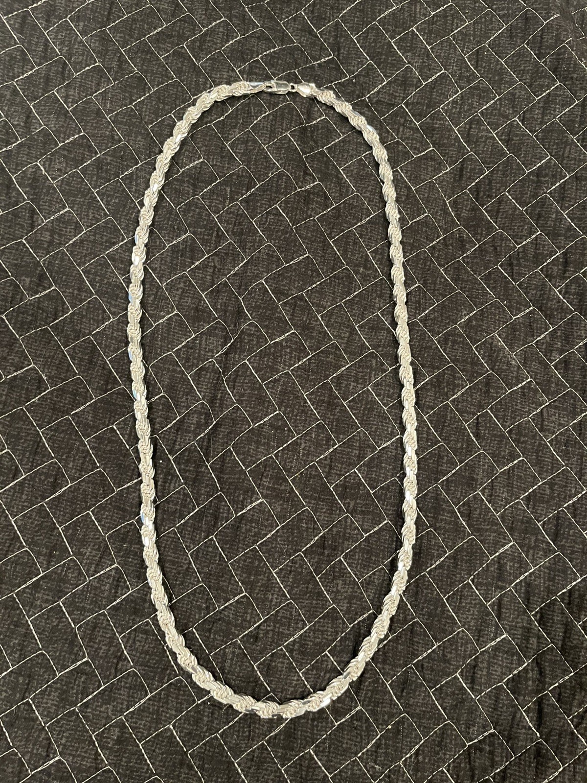 Solid 925 Sterling Silver Italian Rope Chain Necklace Diamond Cut 7mm 30 in