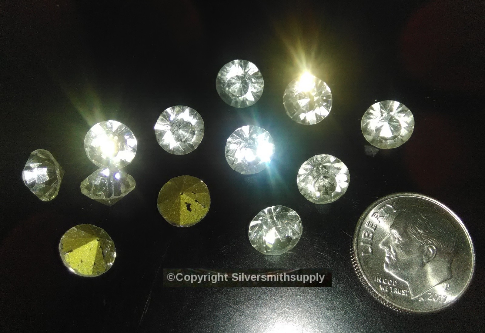 12 Piece crystal rhinestones tin cuts old stock 8mmx5mm foil backed misc011