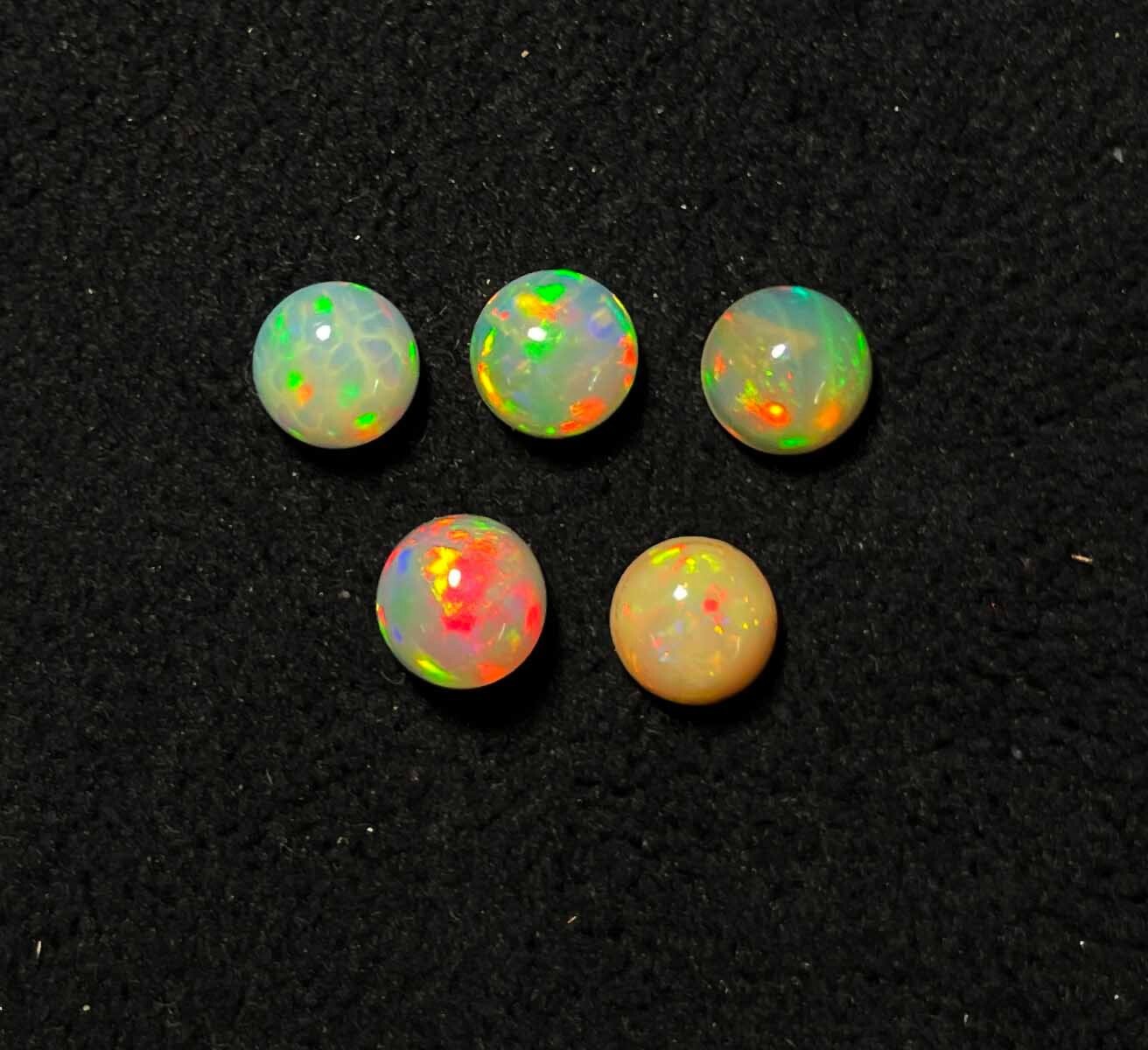 Natural Ethiopian Opal Round Cabochon Loose Gemstone Lot 5 Pcs 7 MM 5 CT