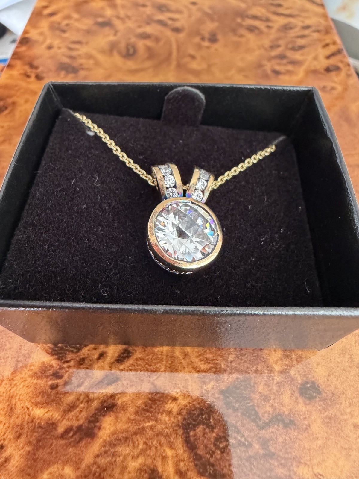 Victoria Weick Beverly Hills collection, gold plated SS925 drop CZ necklace 18″