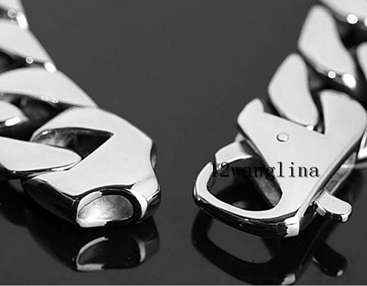 15mm Silver Tone Cuban Curb Link Men’s Chain Boys 316L Stainless Steel Bracelet