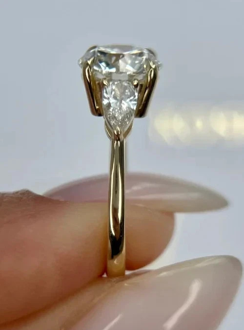 18k Yellow Gold Finish Round Lab Created Diamond Engagement & Everyday Wear Ring