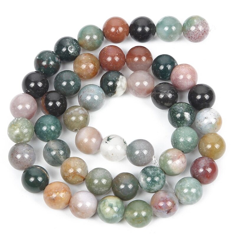 Smooth Natural Indian Agate Stone Beads Round Loose Spacer Beads Jewelry Making