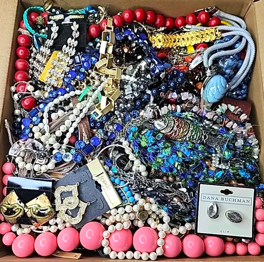 5 Pound Lb Unsearched Lot Jewelry VTG New Junk Art Craft Treasure Box FREE SHIP