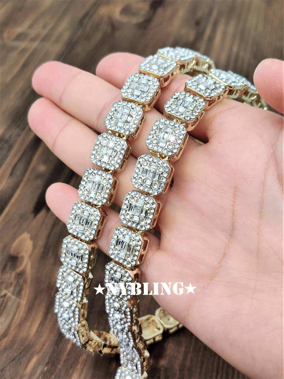 18″ or 20″ Iced Baguette Tennis Chain Choker Necklace Plated CZ Hip Hop Jewelry