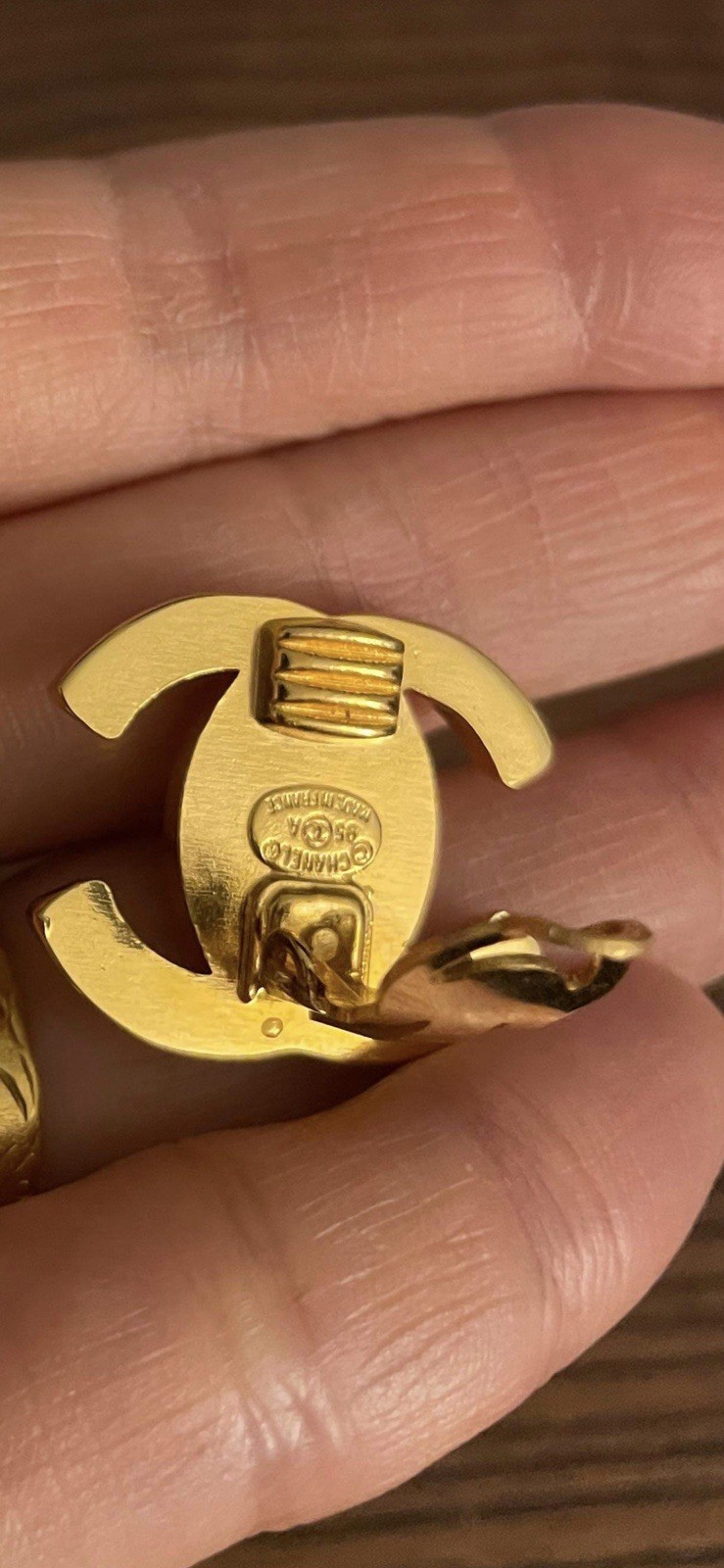 Vintage 24K Gold Plated Chanel CC Turnlock Clip on Earrings