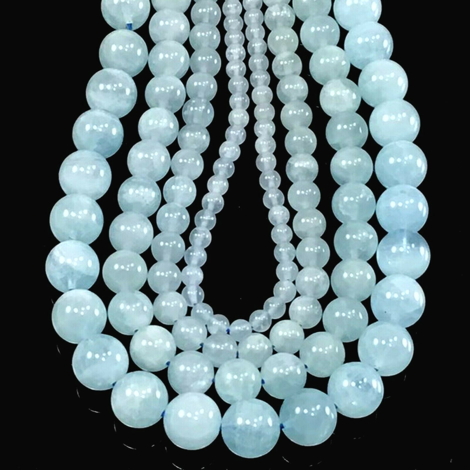 High Quality Natural Aquamarine Round Loose Beads 15″ strand 4mm 6mm 8mm 10 12mm