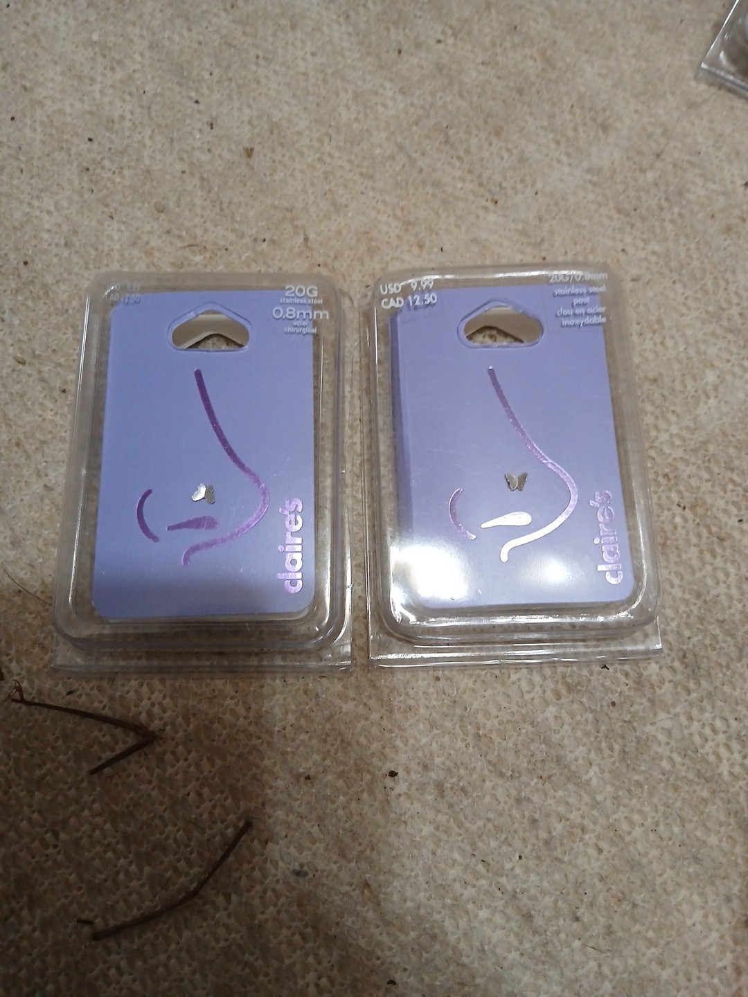 Lot Of (2) Nose Piercing Jewelry From Claire’s NWT MSRP 9.95 Each 20G 0.8mm
