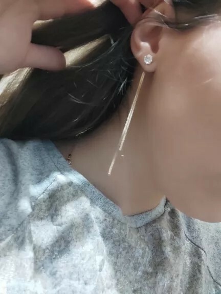 New Fashion Gold Color Long Crystal Tassel Dangle Earrings Women Wedding Drop
