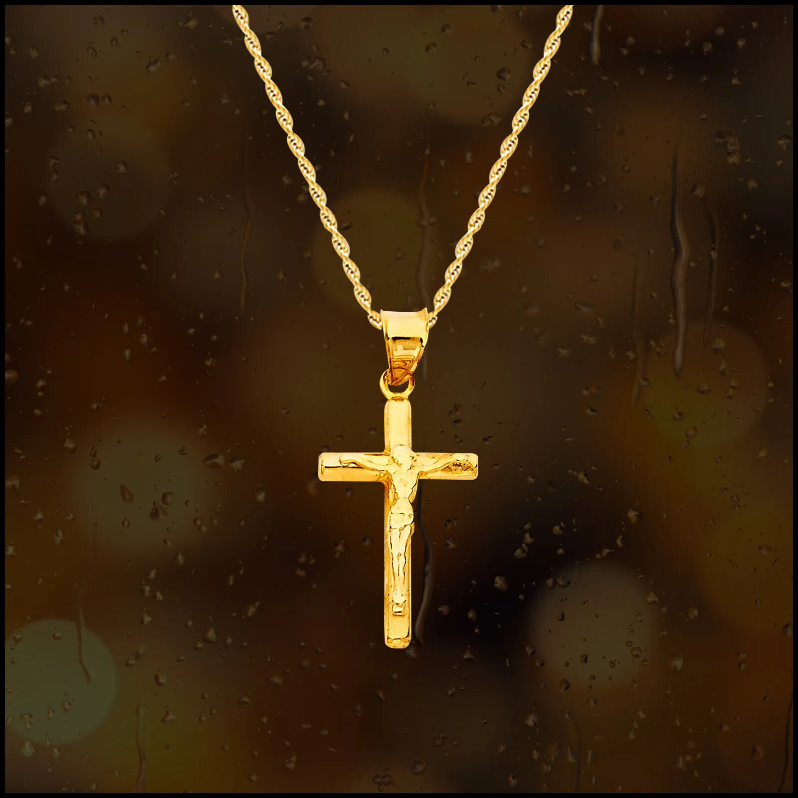 Real 14k Yellow Gold Jesus Crucifix Cross Pendant Charm All Size