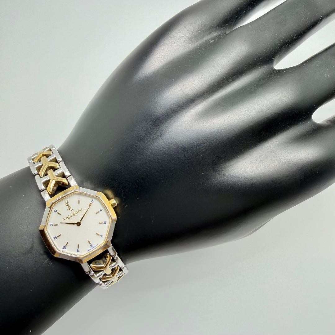 Yves Saint Laurent Roman Watch Combination Octagon Gold