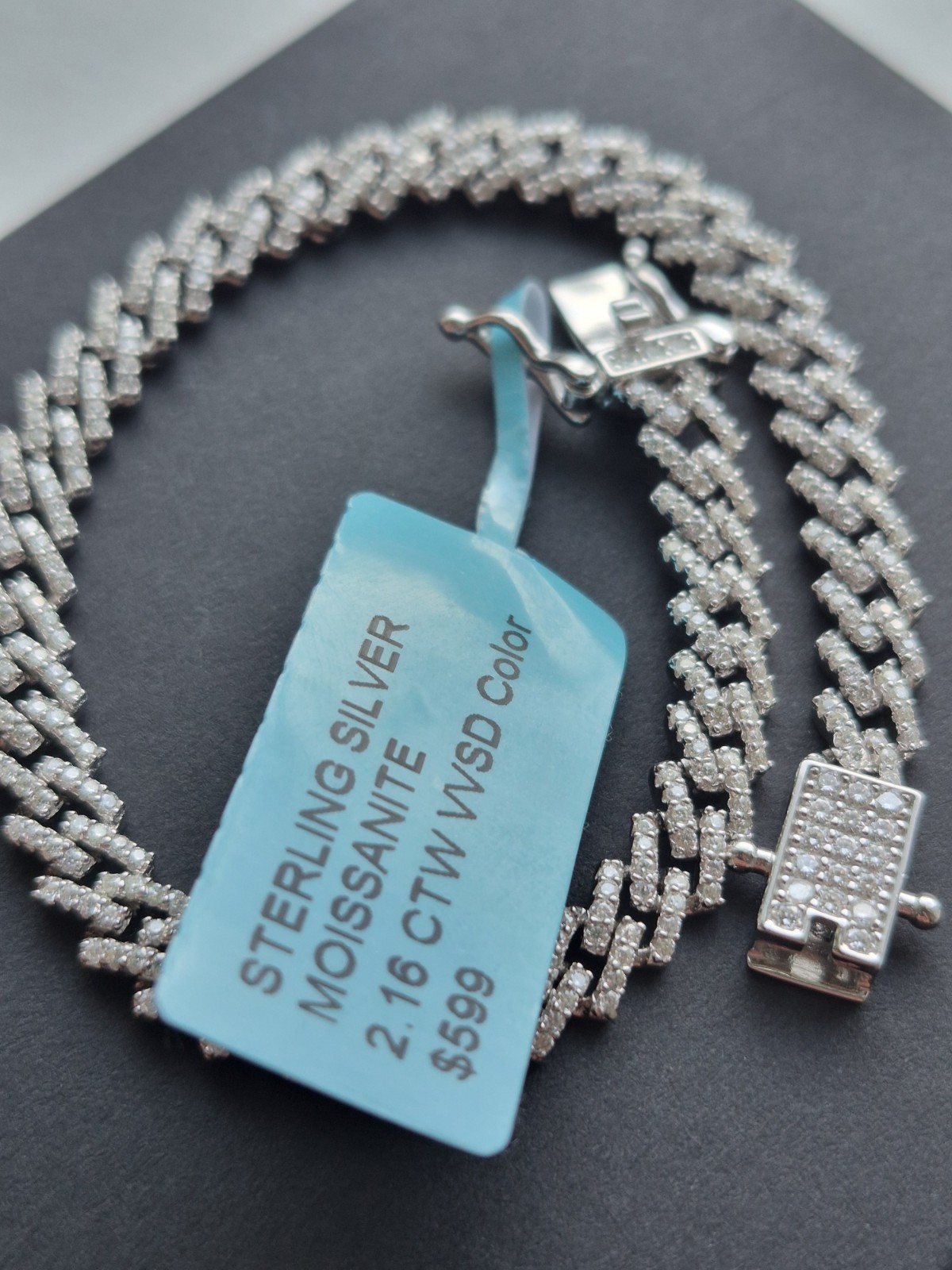 7.5 Moissanite Miami Cuban Monaco Bracelet Sterling Silver 6mm With Box lock