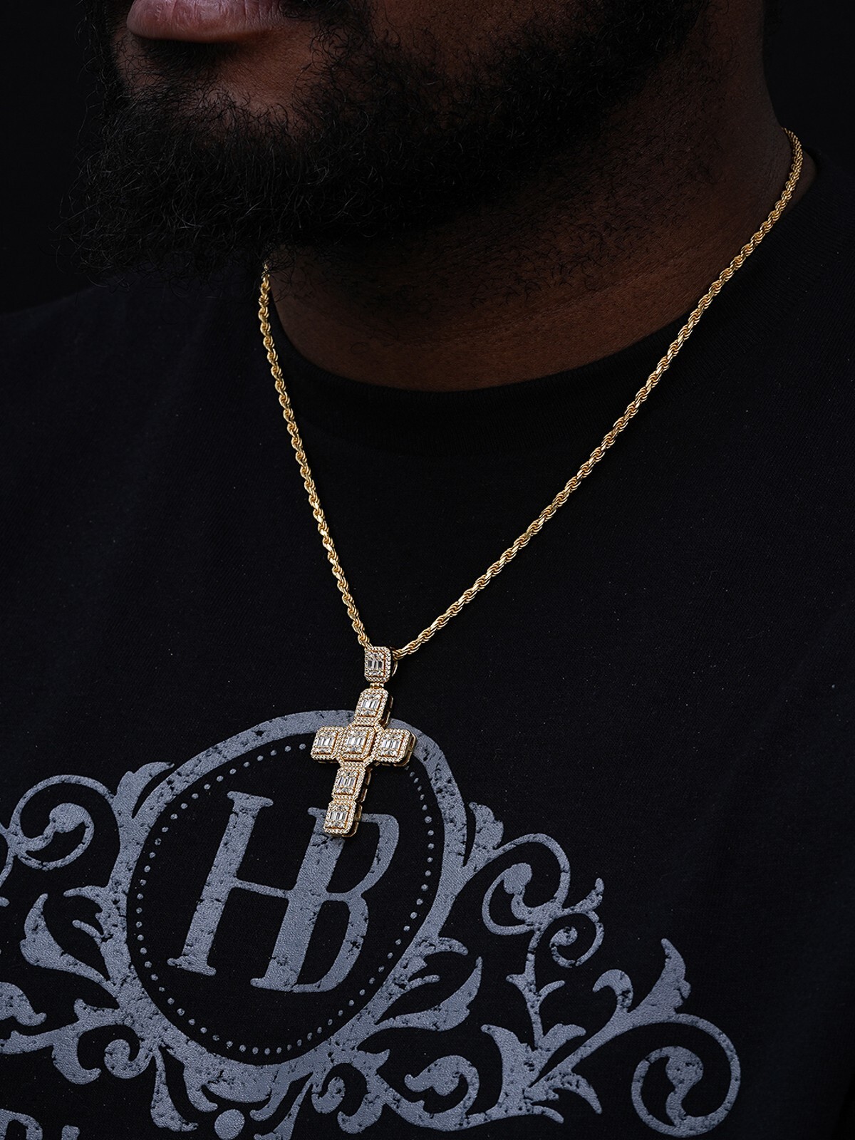 Baguette MOISSANITE Iced Cross Hip Hop Pendant – Pass Tester Silver Gold Plated