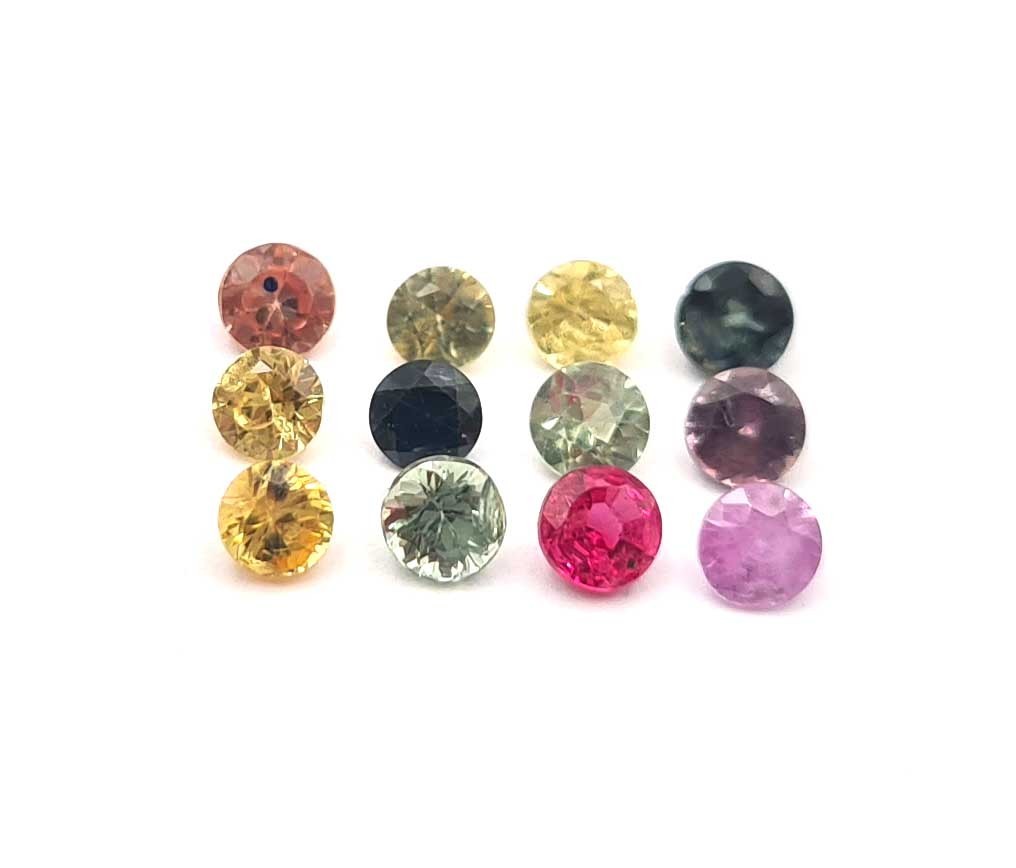 Natural Multi Sapphire Round Cut Loose Gemstone Lot 25 Pcs 3 MM 3 CT