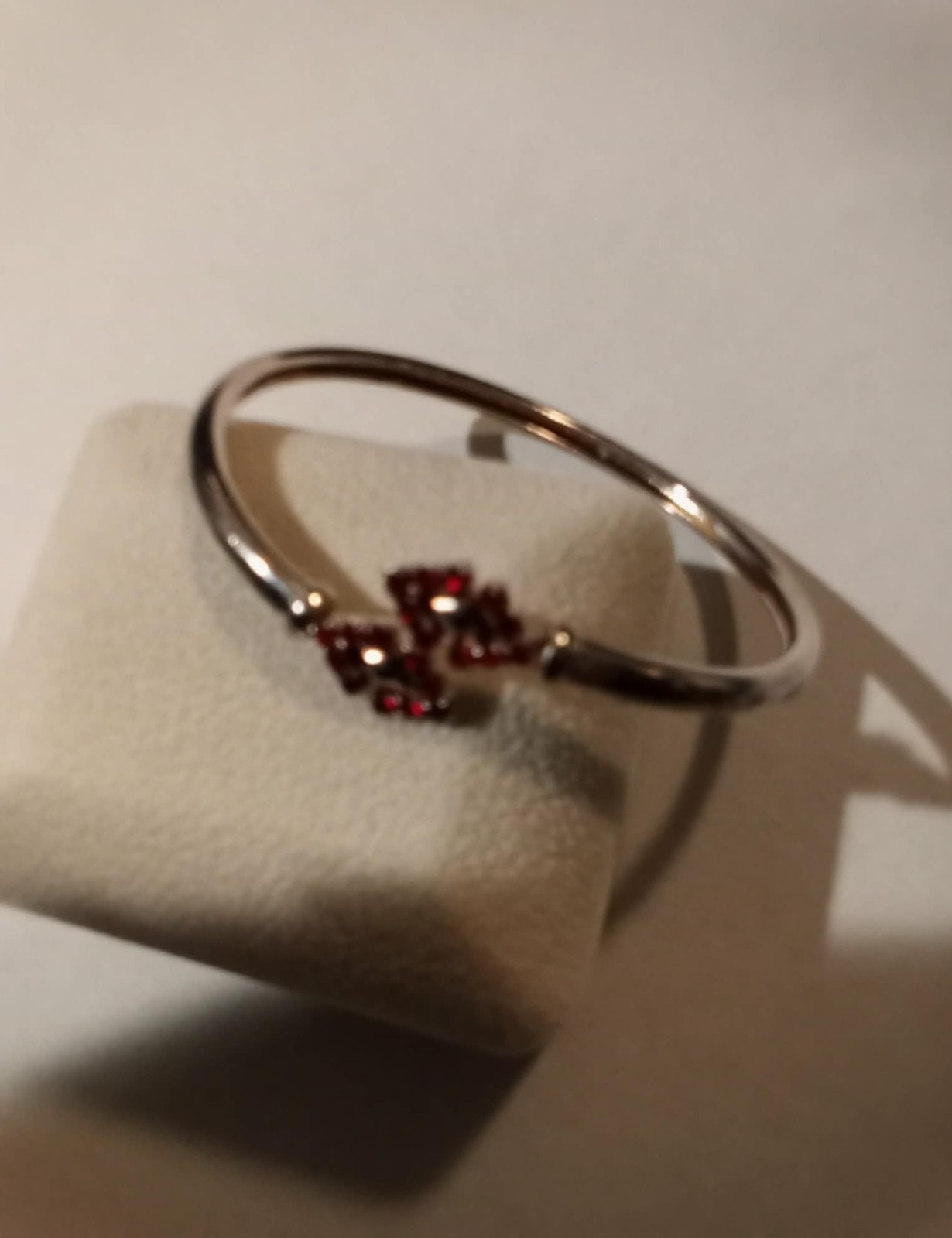 Pretty Silver Tone Bracelet with ruby design