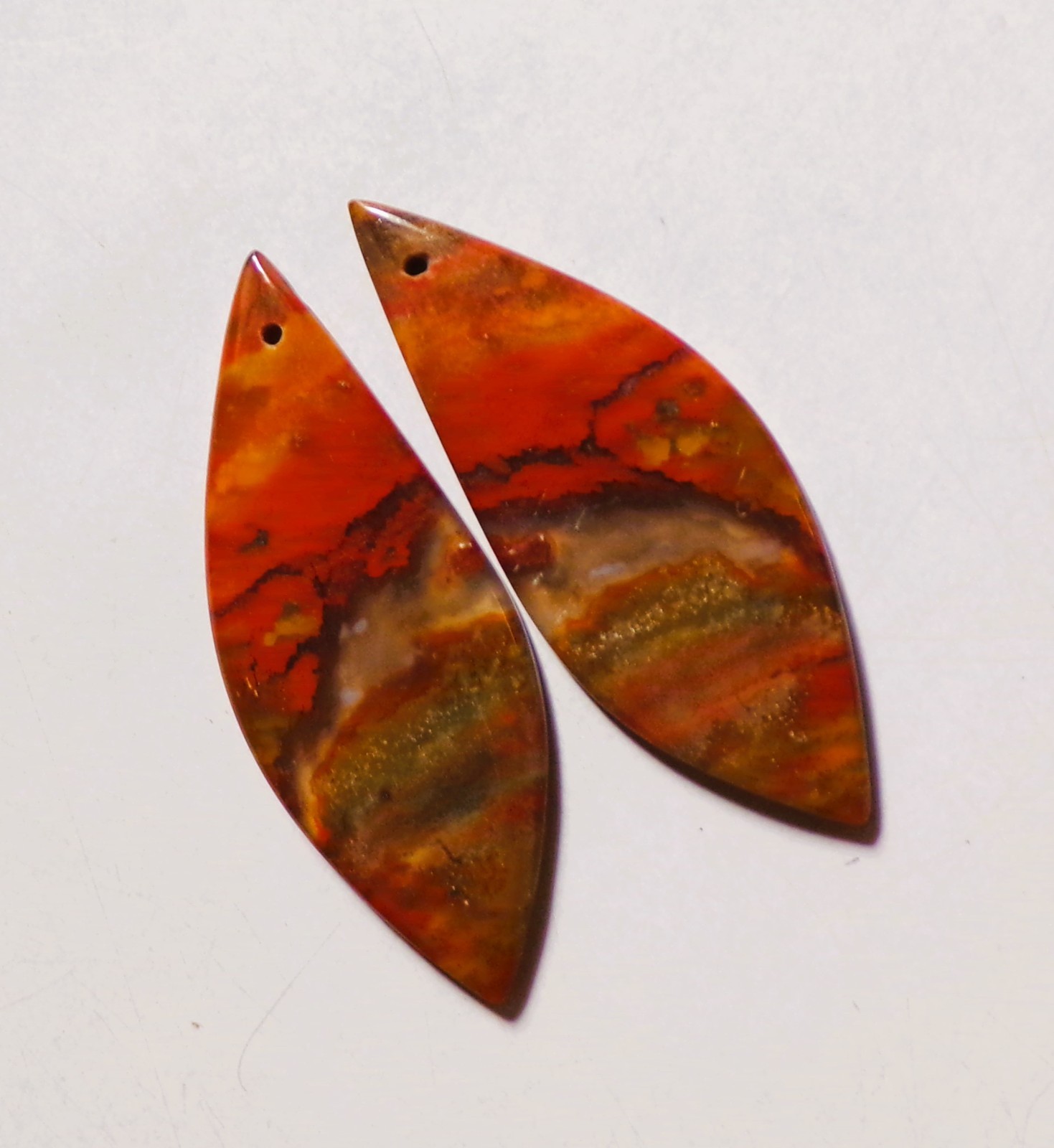 41.90 Cts Natural Blood Stone Drilled Cabochon Match Pair Gemstone 46X17MM 13