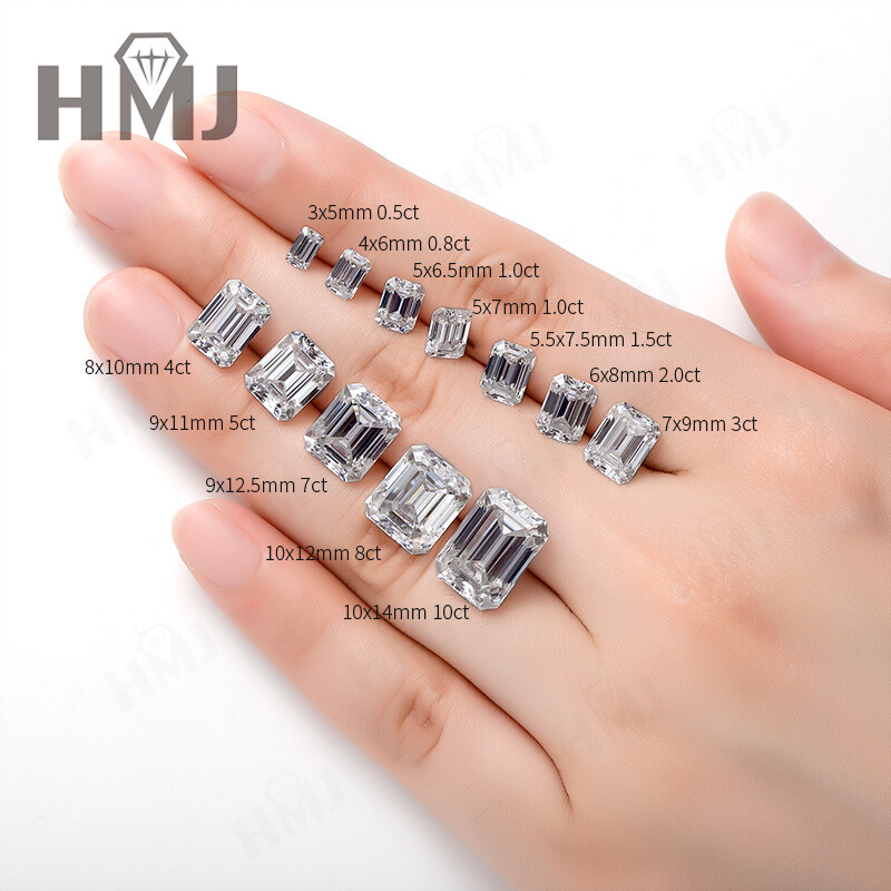 US 2-14mm GRA Certified Loose Moissanite Emerald Cut Stones D VVS1 All Sizes