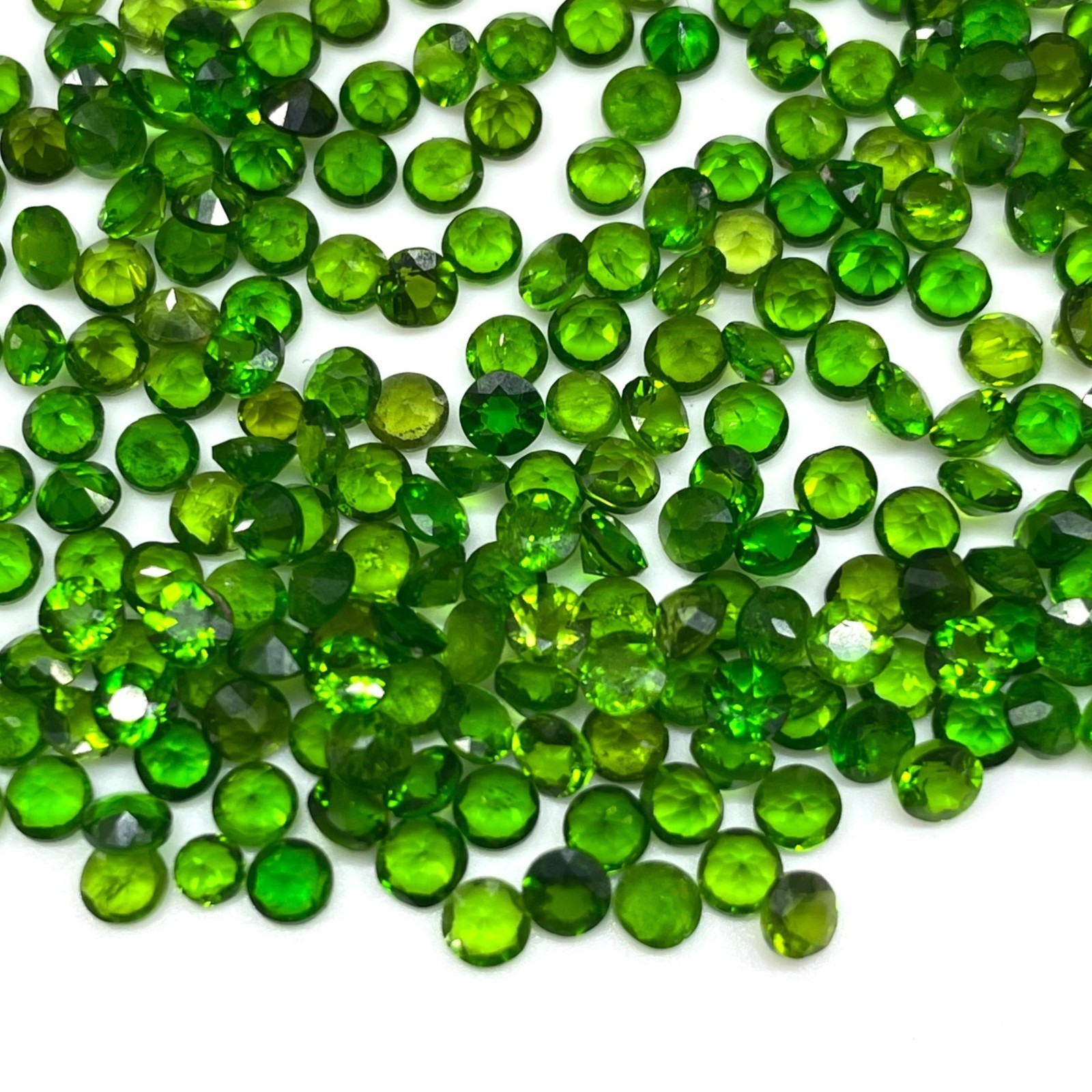 50 Pcs Natural Chrome Diopside 3mm Round Cut Vivid Green Loose Gemstones Lot