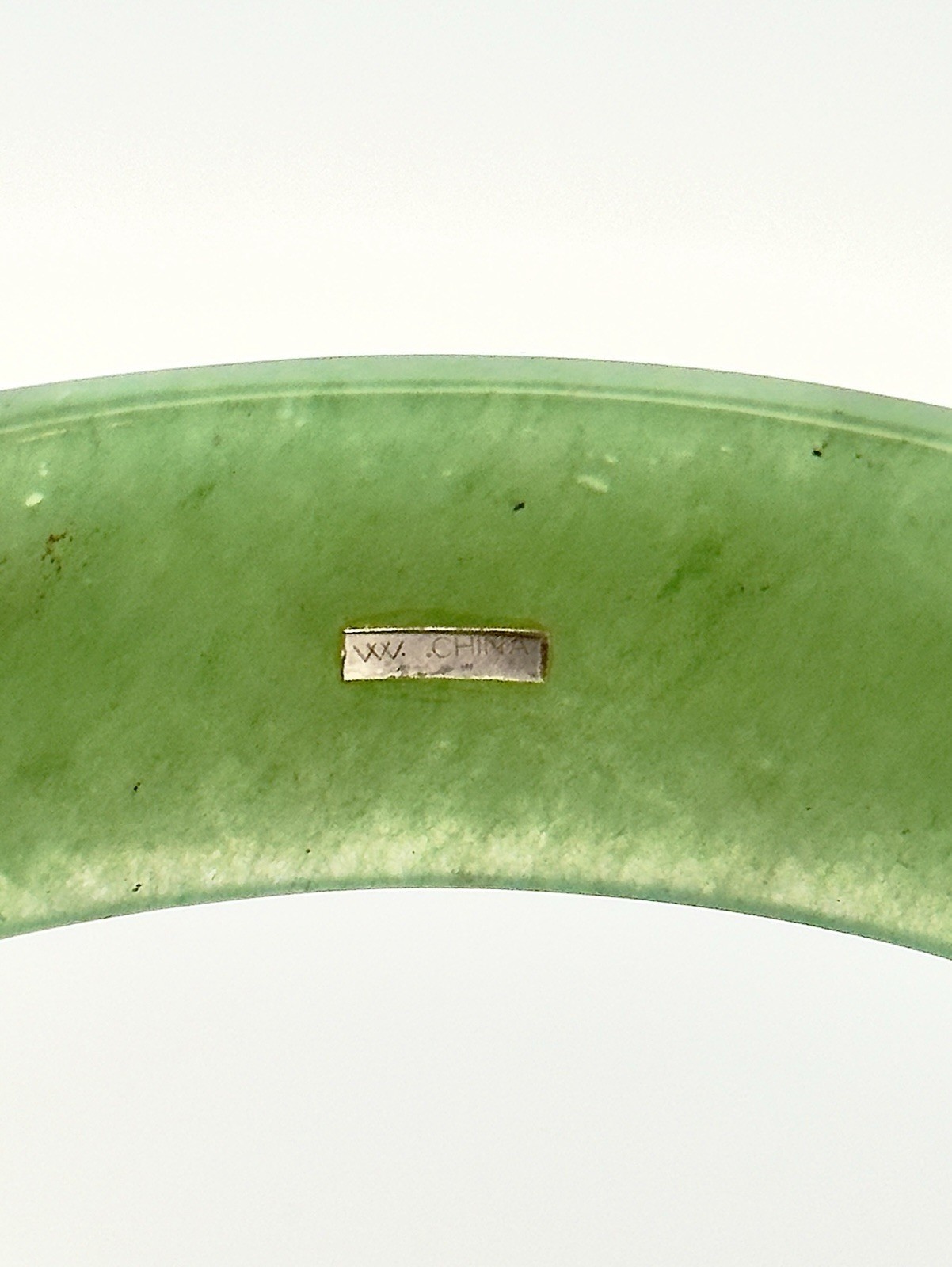 Mid Century Hand Carved Floral Garden Mainland China Jade Statement Bracelet