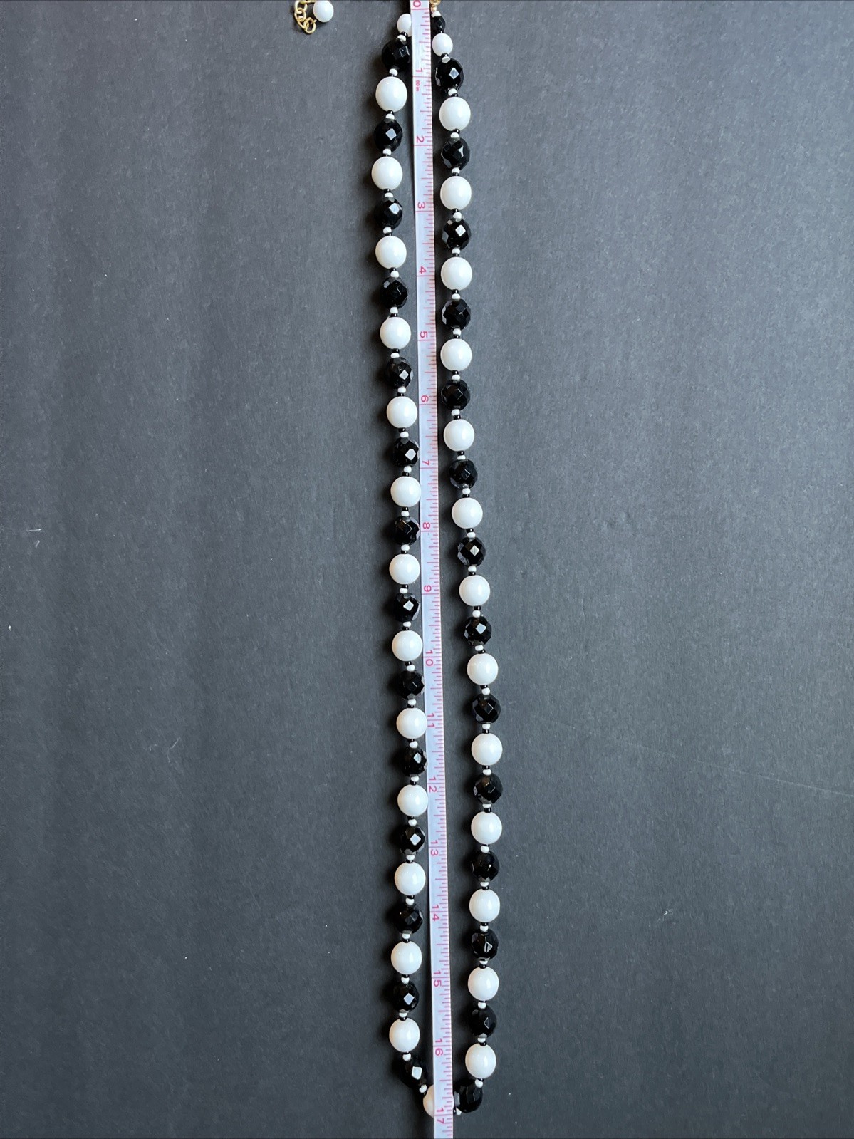 Joan Rivers Czech Republic Black White Glass Bead Necklace 34” Long