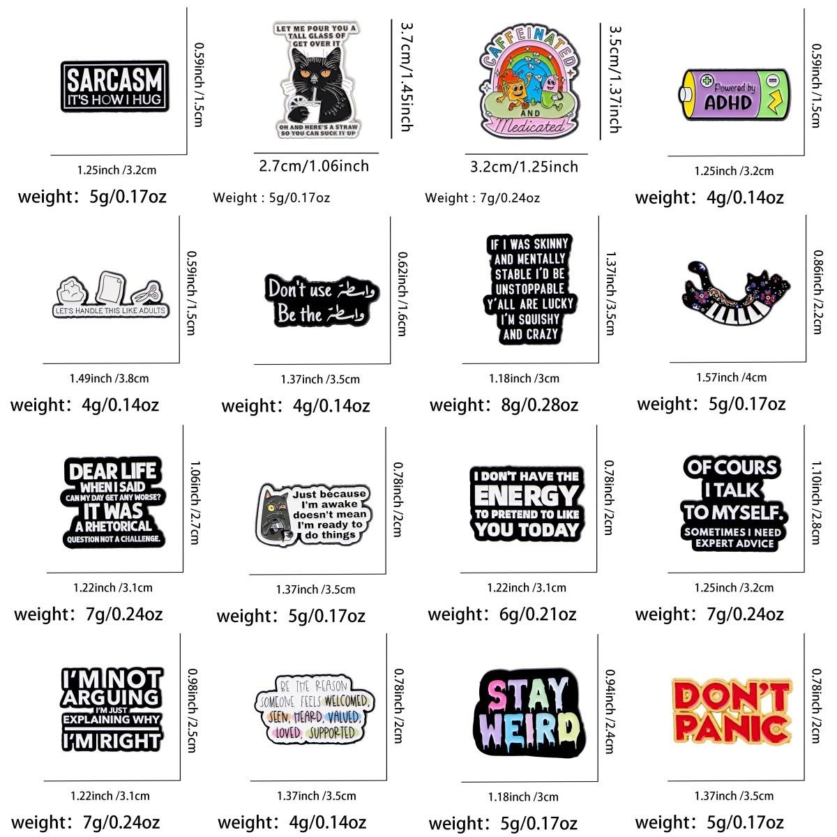 Funny ADHD Quote Enamel Pin Cartoon Cat Brooch Lapel Badge Gift Jewelry