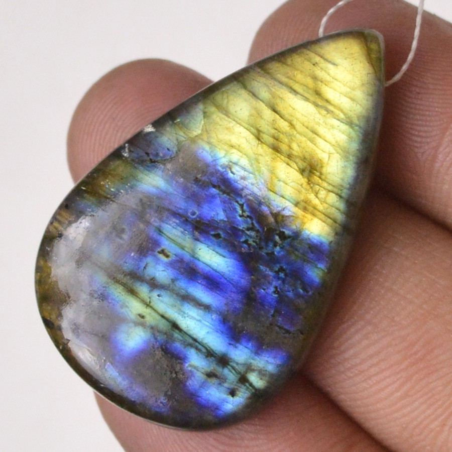 43 Cts Natural Labradorite Cabochon Side Drill Gemstone Jewelry 37×23 mm #L557