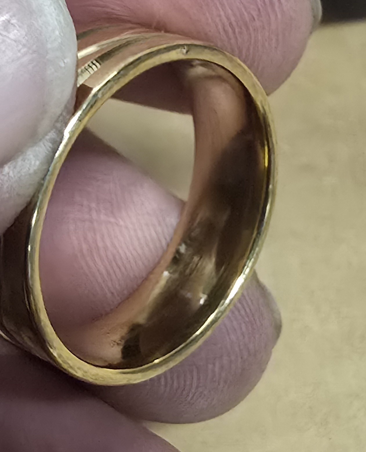 Men’s Gold Tungsten Wedding Ring Textured Band High Polish Comfort Fit Size 10