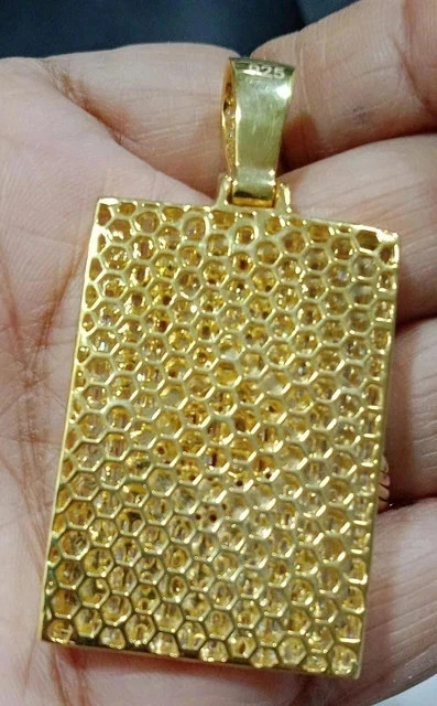 2.80Ct Baguette Lab Created Diamond Poker Card Pendant 14K Yellow Gold Plated