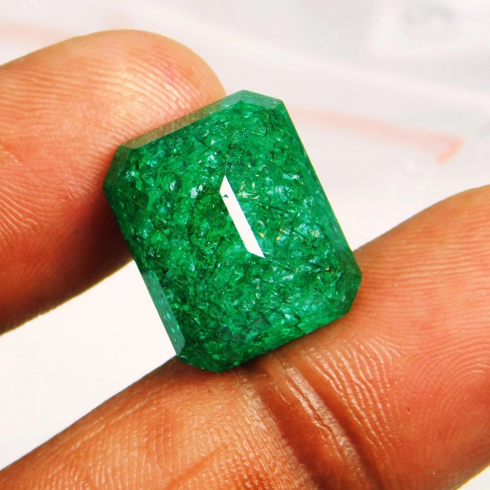 11.45 Ct Lab-Created Green Colombian Emerald Certified Emerald Cut Loose Gems