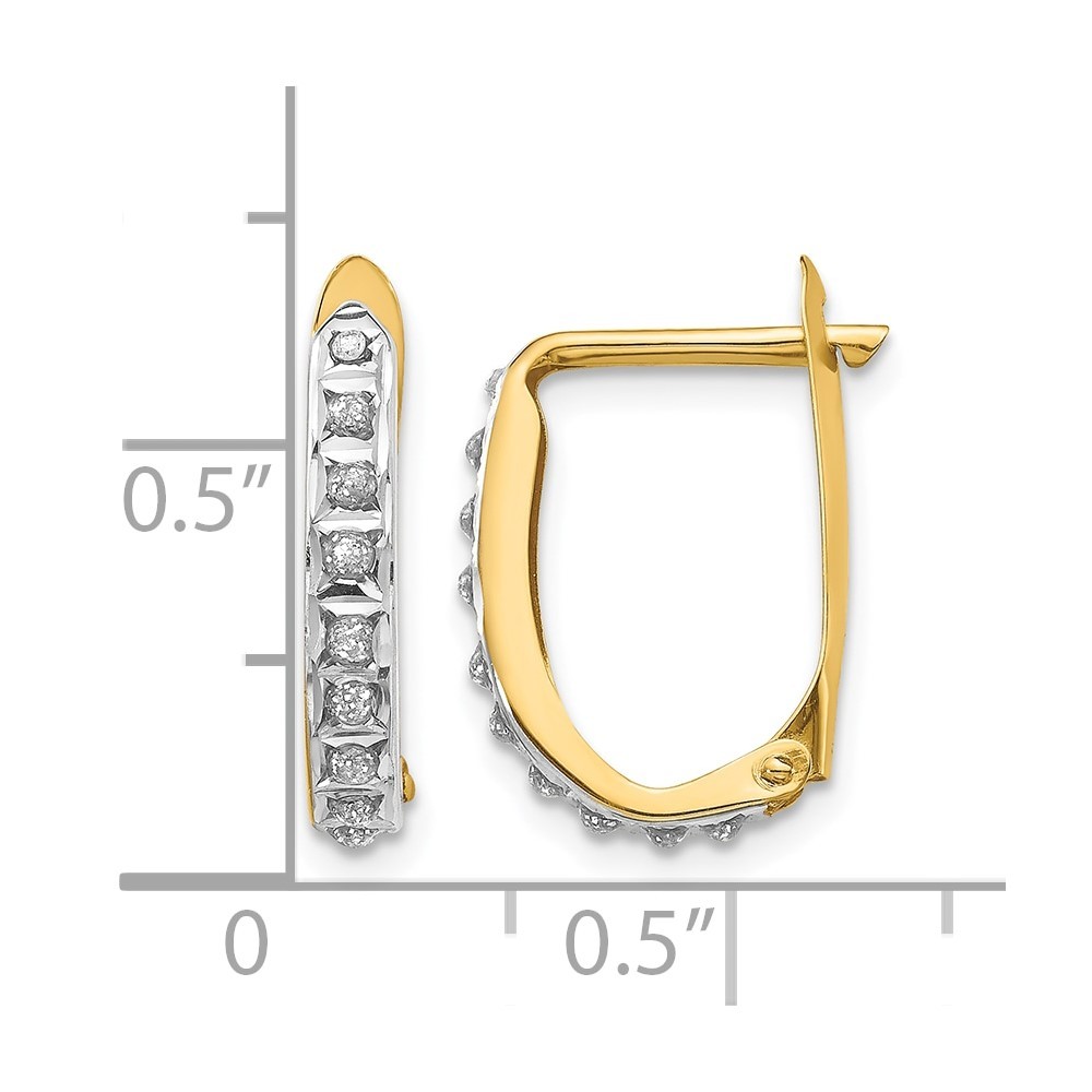 14k Yellow Gold Diamond Fascination Hinged Hoop Earrings for Women 0.57 gram