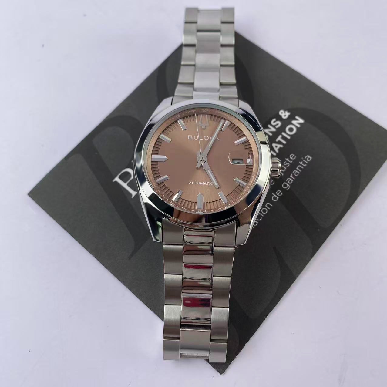 New Bulova Surveyor 96B470 Brown Dial Stainless Steel Men’s Automatic Watch 39mm