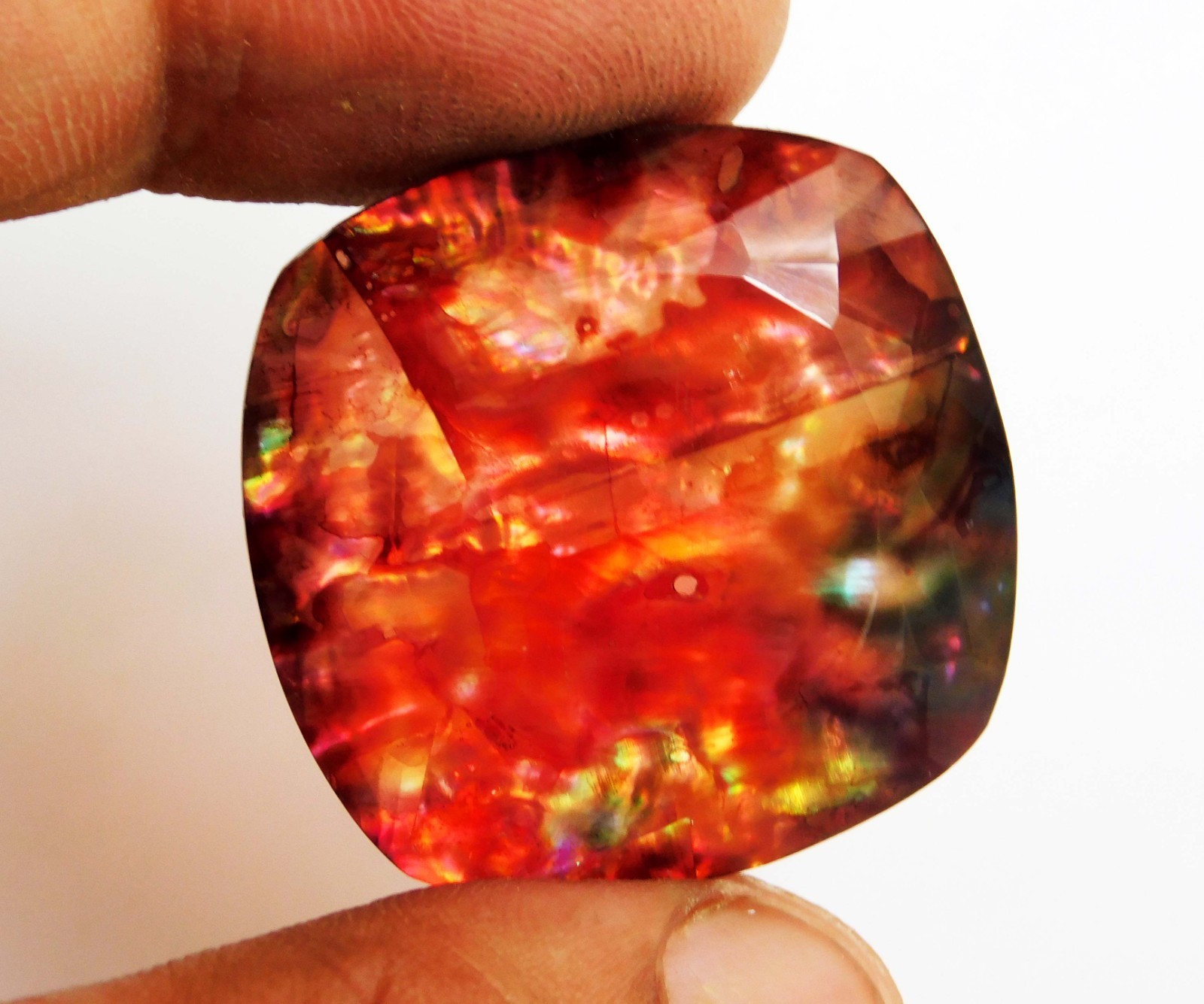 48.90cts. Huge Natural Cushion Canadian Fire Ammolite Loose Gemstone