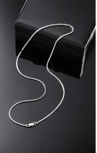 925 Sterling Silver Box Chain Necklace 1.5mm Unisex Fine Jewelry
