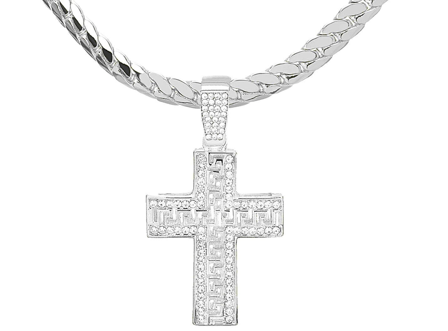 Men’s Gold Plated Hip Hop Open Arm Jesus 24 inch Figaro Chain Pendant Necklace