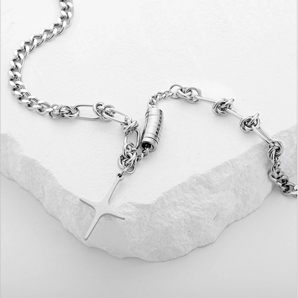 Hip Hop Star Cross Titanium Steel Neck For Man Woman Non Fading Splicing Cuban C