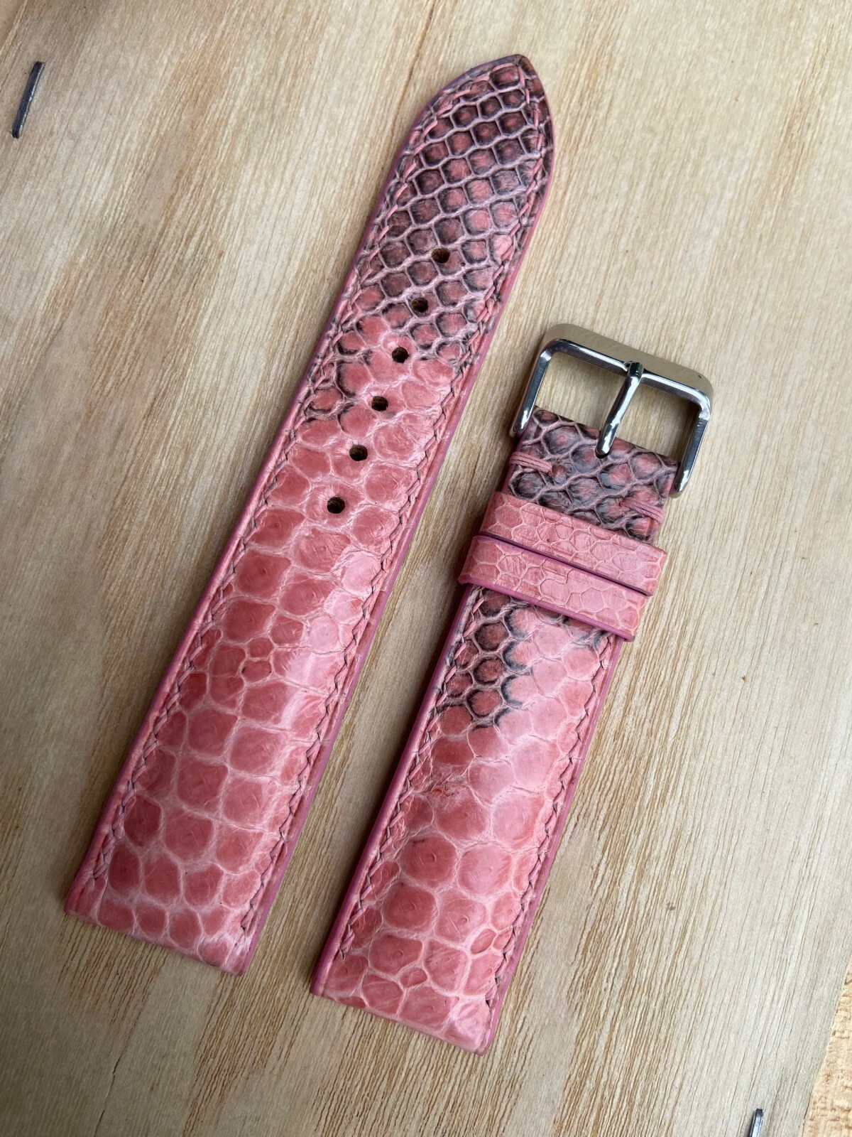 Pink Snake Leather Watch Strap Band, Size 16mm 18mm 20mm 21mm 22mm 24mm 26mm