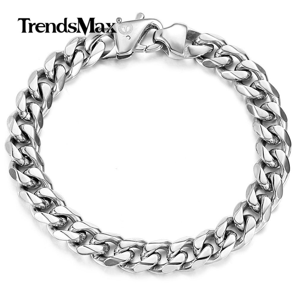 11mm wide 316L Stainless Stee lCuban Curb Chain Bracelet Jewelry for Unisex Men